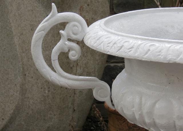 Cast Iron Urn with Handles on Pedestal
