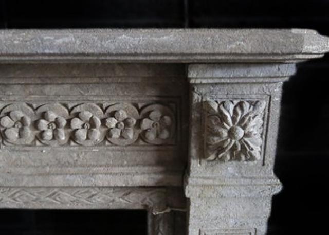 Limestone Floral Fireplace