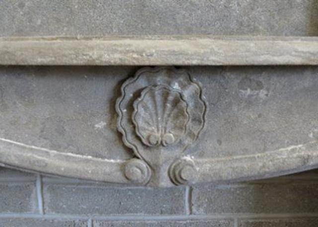 Limestone Fireplace with Cornice Headpiece
