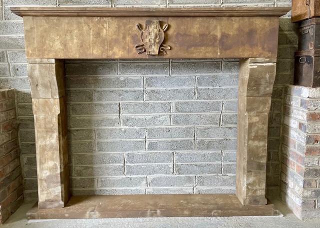 Extra Large Limestone Fireplace 