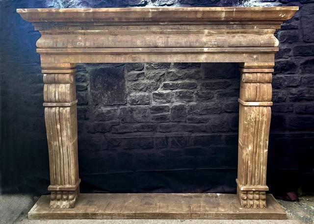 Large Limestone Fireplace